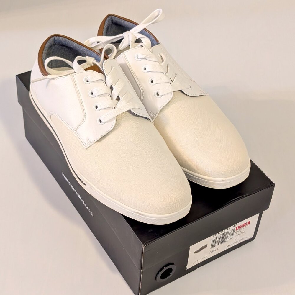 Bruno Marc Men's Oxfords Sneakers-White, Size 8, New in Box - Picture 2 of 6